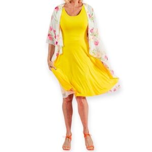 LuLaRoe Yellow Nicki Fit & Flair Dress Sz.L EUC